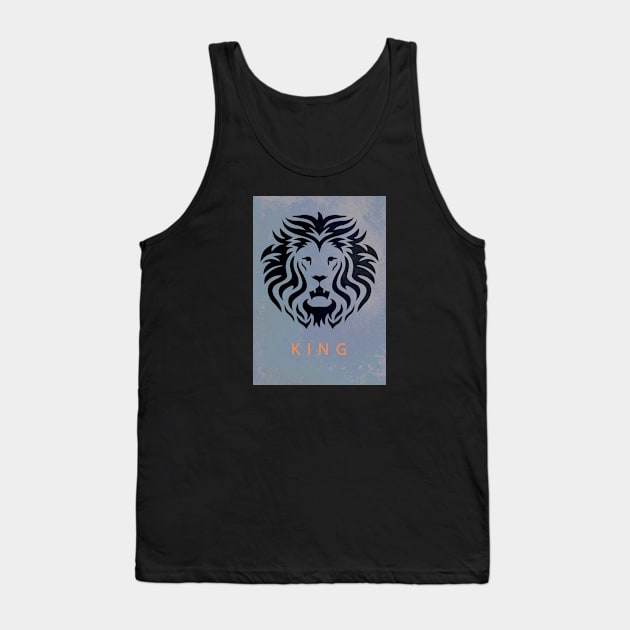 'KING' Lion Head - Black 'n' Blue Tank Top by sleepingdogprod